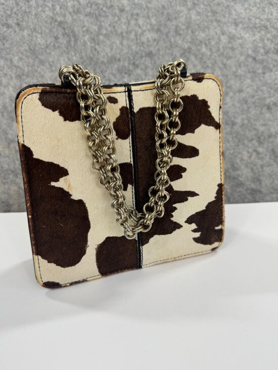 Topshop Handbags - Topshop Cow Print Leather Purse Bag Small Sian Chain Strap